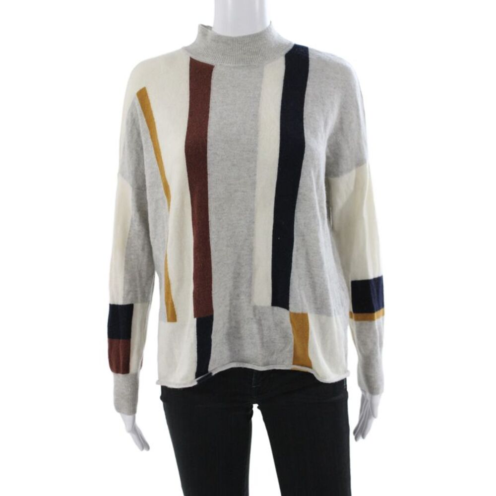 Billy Reid Womens Merino Wool Striped Pullover Gray Long Sleeve Size XS